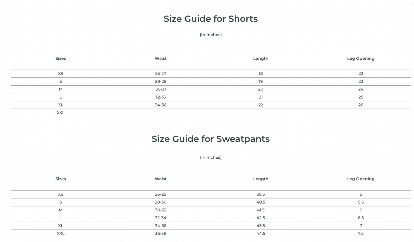 Size Chart